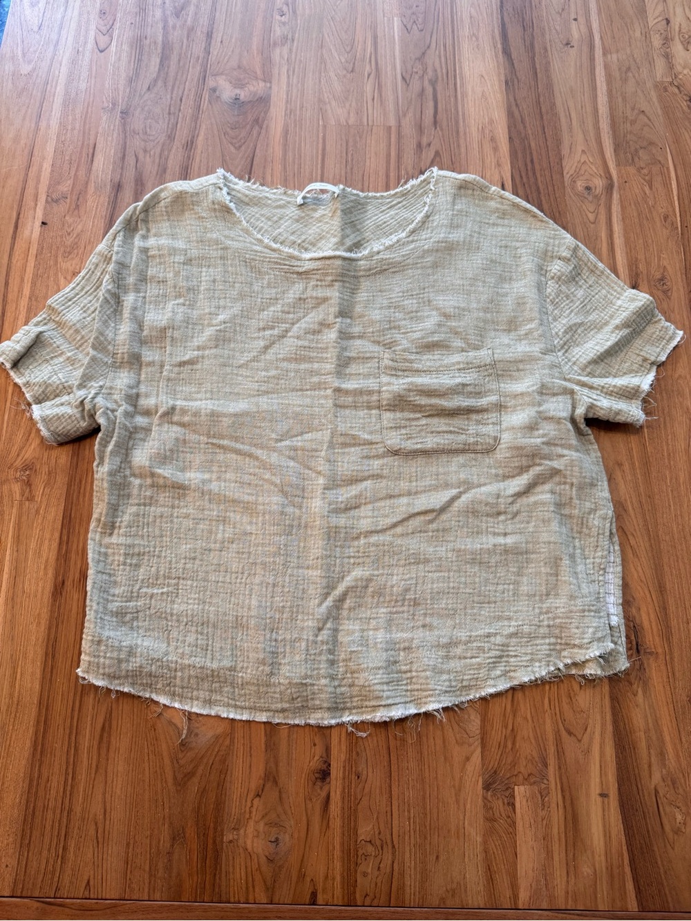 Mustard Seed Gauzy Shirt Women’s Medium Short Sleeve Blouse